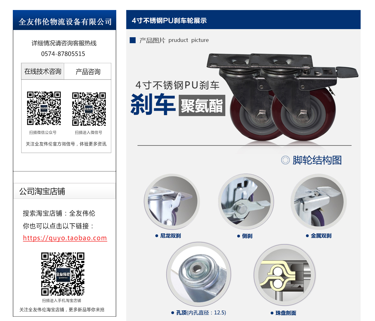 4寸不銹鋼P(yáng)U剎車(chē)輪2.jpg